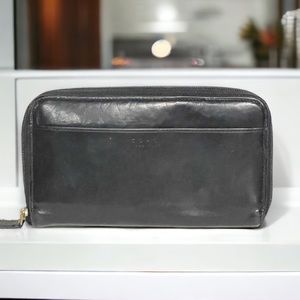 Coach Vintage Black Soft Leather Full Zip Multi Slot Card Holder Wallet
